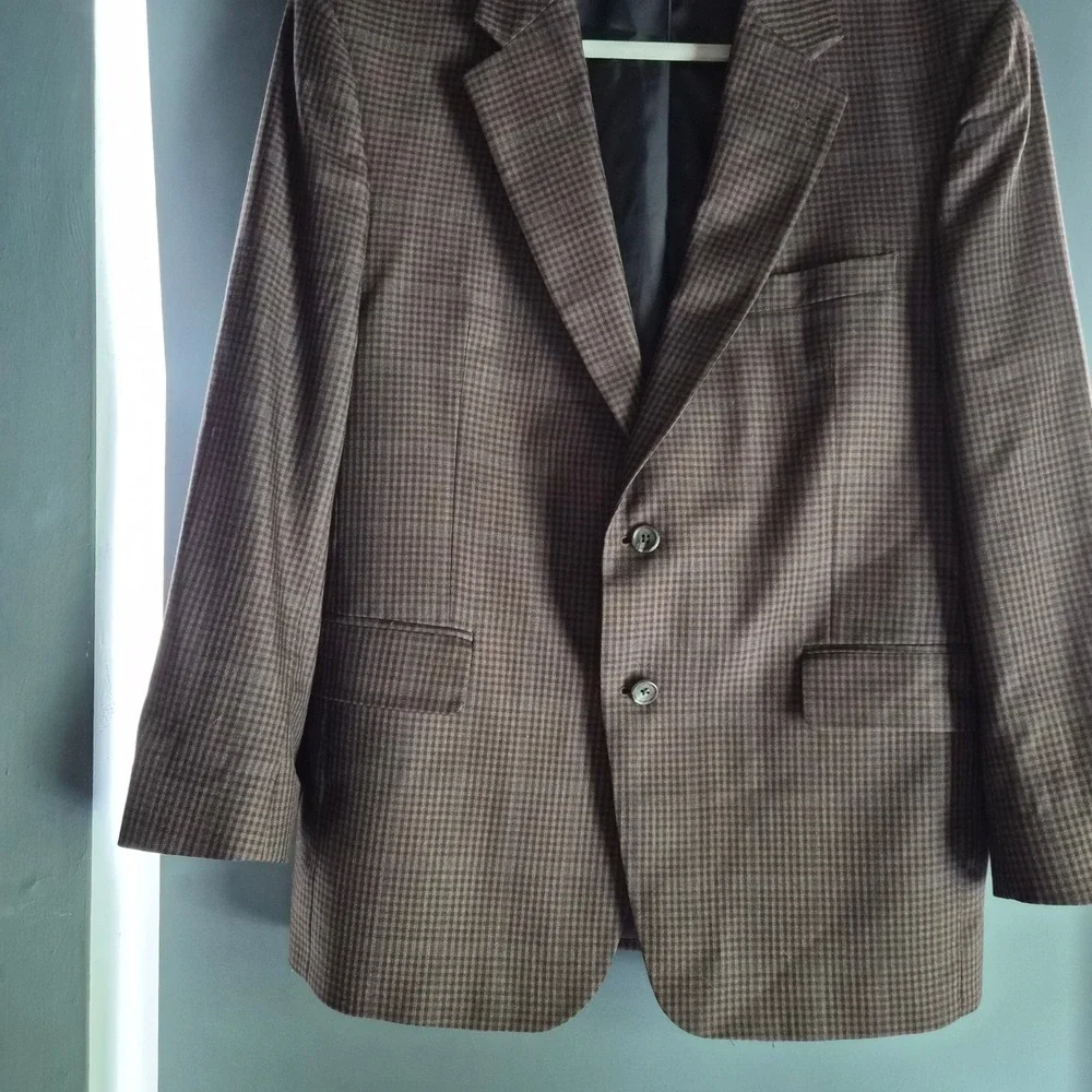 Jos. A. Bank Signature Collection Brown Houndstooth Silk Wool Blazer 42S Mens